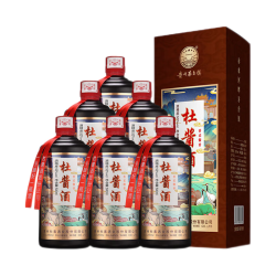 杜酱 纯粮食酒高粱酒高度白酒 53度 500mL 6瓶 整箱+3个手提袋