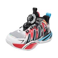 回力童鞋耐磨男童运动鞋2024秋季透气儿童篮球鞋中大童休闲鞋子 黑白红 34码 内长约21.85cm