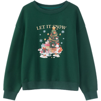 La·go·go LAGOGO绿色设计感印花卫衣女拉谷谷春季新款圆领小个子抓绒上衣 绿色(L2) L 165/40