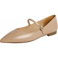 百丽尖头玛丽珍鞋女2024秋季淑女平跟单鞋BR603CQ4 杏色 35