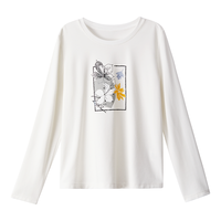 欧莎（OSA）长袖冰丝T恤女23年百搭打底小衫内搭体恤上衣潮 白色 L