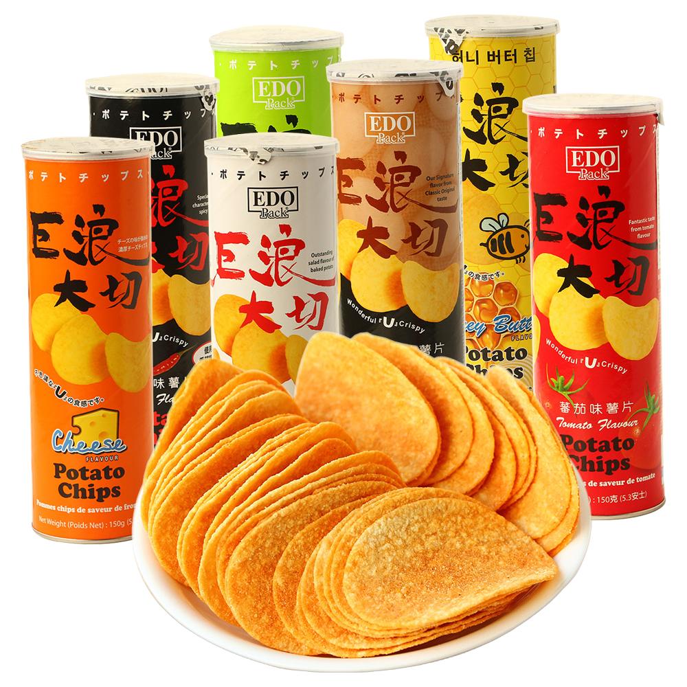 EDO Pack 巨浪大切 薯片组合装 3口味 150g*3桶（经典原味+香辣味+奶酪味）