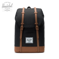 Herschel Supply 和行 Herschel Retreat 赫行 19L大号双肩包 黑色/棕褐色/橡胶带