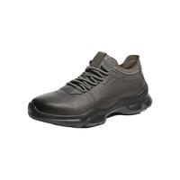 百丽厚底增高健步鞋男2025秋抓纹牛皮户外休闲运动鞋A2215CM5 灰色 43