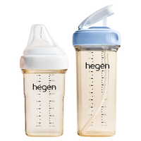 hegen 奶瓶新生儿宽口多功能易清洗耐摔PPSU奶瓶大宝宝奶瓶 240ml奶瓶+330ml吸管杯（蓝色）
