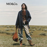 MO&Co.双面呢外套2025冬可拆卸针织连帽门襟平驳领宽松MBE4COTT20 深花灰色 L /170