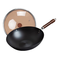 王源吉熟铁锅炒锅精铸铁无涂层不锈不粘炒菜锅具30cm 精铁（含玻璃盖/无附耳） 30cm