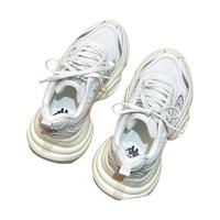 Kappa卡帕银色老爹鞋女2025春夏女士厚底增高运动鞋超火复古休闲鞋 经典白/银色 37