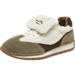 Bata 休闲鞋女2024冬季通勤百搭德训鞋运动毛毛鞋8031DDM4 卡其/白 38