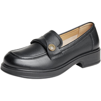 森达 乐福鞋女鞋春秋通勤一脚蹬小皮鞋XCA01CA4 -黑色