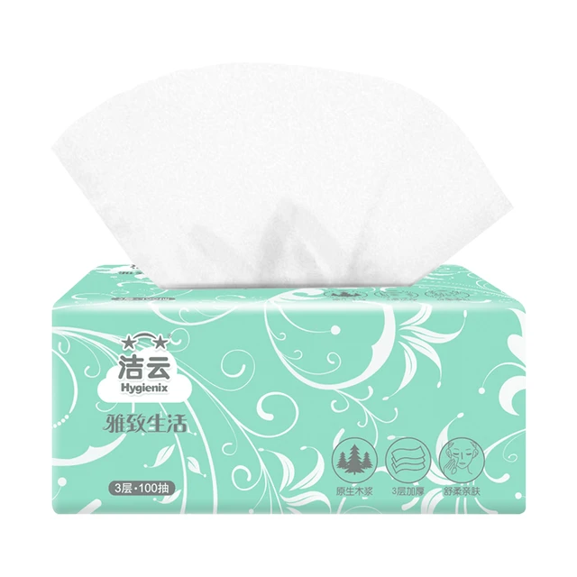 洁云雅致生活抽纸纸巾餐巾纸3层100抽面巾纸家用纸抽实惠装整箱 3层 100抽 5包