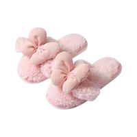 MINISO 名创优品 毛毛蝴蝶结棉拖鞋 女士秋冬天居家可爱厚底舒适冬季  粉色 39-40码