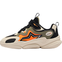 鸿星尔克女童运动鞋24年冬季休闲革面跑鞋儿童运动鞋丨星耀 正黑/暖亚麻 26码