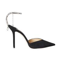 JIMMY CHOO/SAEDA 100水晶链绒面革高跟鞋婚鞋女单鞋