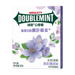 绿箭 临期款 口香糖无糖薄荷糖年货婚庆喜糖休闲糖果约会口气清新糖 茉莉薄荷味 32g 1盒 12片装