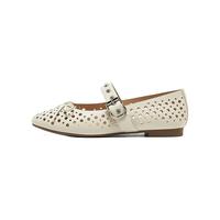 Bata洞洞玛丽珍2025夏季镂空羊皮透气百搭浅口女单鞋33996BQ5 米色 39