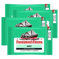 FISHERMAN'S FRIEND 渔夫之宝 英国进口 薄荷糖强劲清新口气 教师润喉糖果 特强薄荷味25g*4袋