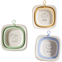 马博士婴儿洗脸盆折叠盆新生儿脸盆可挂可折叠洗屁屁盆 猫咪2个装