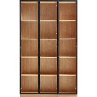 林氏家居家用客厅带门展示柜法式奶油风两门落地书柜储物柜NG12X 【原木色】NG12X-A双门书柜