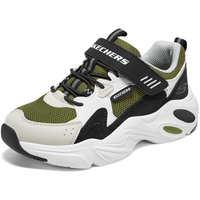 Skechers斯凯奇熊猫鞋亲子款儿童鞋秋季女童魔术贴老爹运动鞋319029L 男童/黑色/橄榄色/BKOL 28.5码