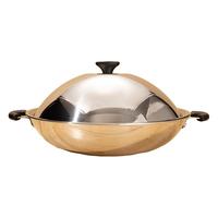 美亚（MEYER）SilverStone思乐顿无涂层三层复合不锈钢炒锅圆底平底爆炒炒锅 不锈钢炒锅【明火款】 40cm