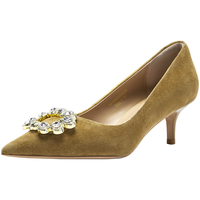 NINE WEST/玖熙宴会单鞋女反绒方扣水钻尖头高跟鞋 NH365006SK 杏色35