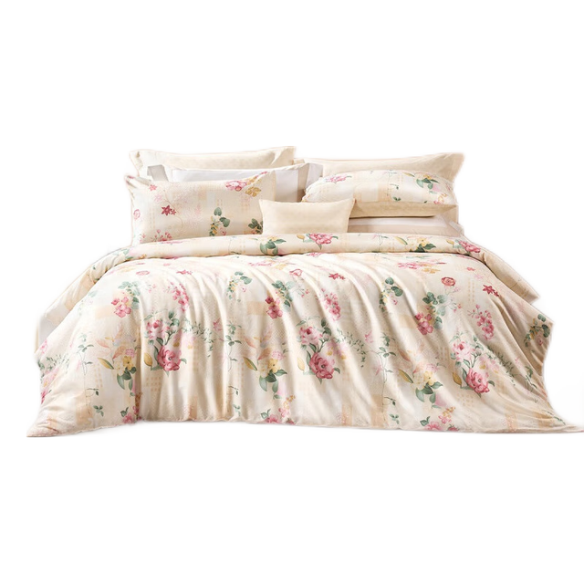 富安娜 四件套纯棉床品套件双人床单被套（优选）圣之花-温暖调 1.5米床 床单款 （被套203*229cm）