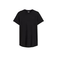 H&M男装女装T恤夏季柔软圆领中长款oversize休闲短袖上衣0598755 黑色 L 175/108