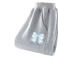 马克华菲女童休闲卫裤春秋儿童外穿2025长裤中大童女孩运动裤 m蝴蝶结K灰 110