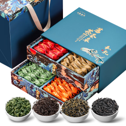 七春 金骏眉红茶叶正山小种铁观音大红袍茗茶组合 年货礼盒675g