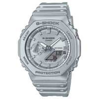 Casio 卡西欧 中性石英手表,48.50 毫米表壳尺寸 银色模拟/数字表盘和银色塑料/树脂表带 GA-2100FF-8AER, 多色, 摩登