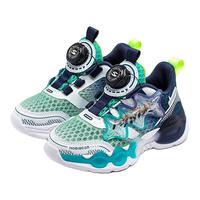 哈比熊（HOBIBEAR）童鞋网面春季款旋转纽扣儿童运动鞋男童织物女童休闲鞋透气网鞋夏 透气网面 单层 GS8261深蓝绿 34码 鞋内长22CM