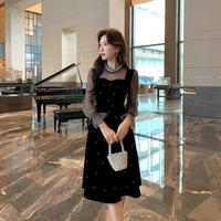 奢姿 春秋季大码女装时尚钉珠立领简约裙子胖妹妹优雅气质连衣裙