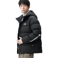 李宁(LI-NING)CBA篮球短款连帽棉服2025冬季新款男子宽松保暖防风外套棉衣