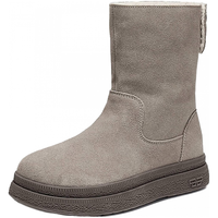百丽（Belle）复古简约雪地靴女2025冬厚底加毛保暖短靴E4K2DDZ5 灰色 37