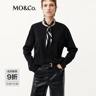  MO&Co./摩安珂 舒适棉质 女士长袖T恤  黑色 L /170