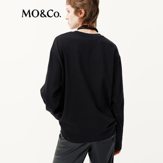  MO&Co./摩安珂 舒适棉质 女士长袖T恤  黑色 L /170