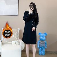 奢姿 冬装大码女装减龄圆领加绒连衣裙胖妹妹休闲裙子