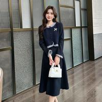 奢姿 大码女装2024秋冬假两件针织时尚连衣裙胖妹妹气质小立领裙子