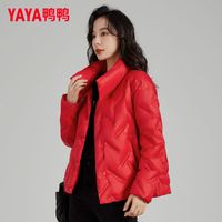 鸭鸭短款羽绒服女2025年韩版外套面包服轻薄时尚白鸭绒女款冬