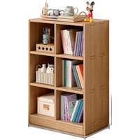 锦需 全实木书架落地置物架家用靠墙收纳柜子储物柜家用书柜格子柜 3层6格款60x30x93cm