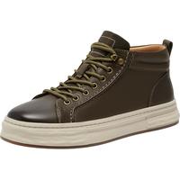 百思图商场同款时尚运动板鞋厚底男休闲鞋X3756DM3 绿色 40