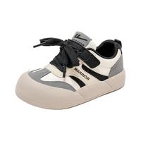回力童鞋时尚百搭儿童运动鞋2024秋季男女童炫酷面包鞋鞋子 米灰黑 33码 内长约21cm