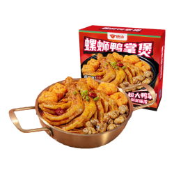 绝洽 螺蛳鸭掌煲915g鸭脚煲柳州螺蛳粉火锅酸辣田螺煲门店同款冷链保鲜 螺蛳鸭掌煲915g