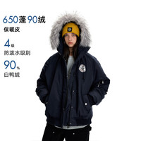 NICEBAD【黄子弘凡同款】(原WORKSOUT)可拆卸毛领连帽派克棉羽绒服复古 藏青色