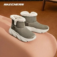 斯凯奇（Skechers）麻薯靴女靴秋冬加绒保暖雪地靴厚底防滑中筒靴女鞋168061 全黑色/BBK 37
