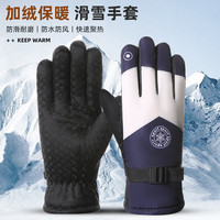 迈雷驰骑行手套户外冬季棉手套保暖防寒手套防风防水加绒特厚男女款手套 【加绒加厚】圆标蓝白 均码 1双