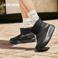 斯凯奇（Skechers）面包靴冬靴女鞋百搭雪地靴保暖软底靴子厚底防滑中筒靴114754 全黑色/BBK 38