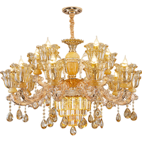 赖灯 客厅灯吊灯餐厅水晶灯欧式奢华大气酒店家用玉石2023主灯具 A款-15头吊灯-三色LED灯