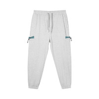 gxgjeans 针织束脚裤撞色休闲运动长裤子 浅灰色